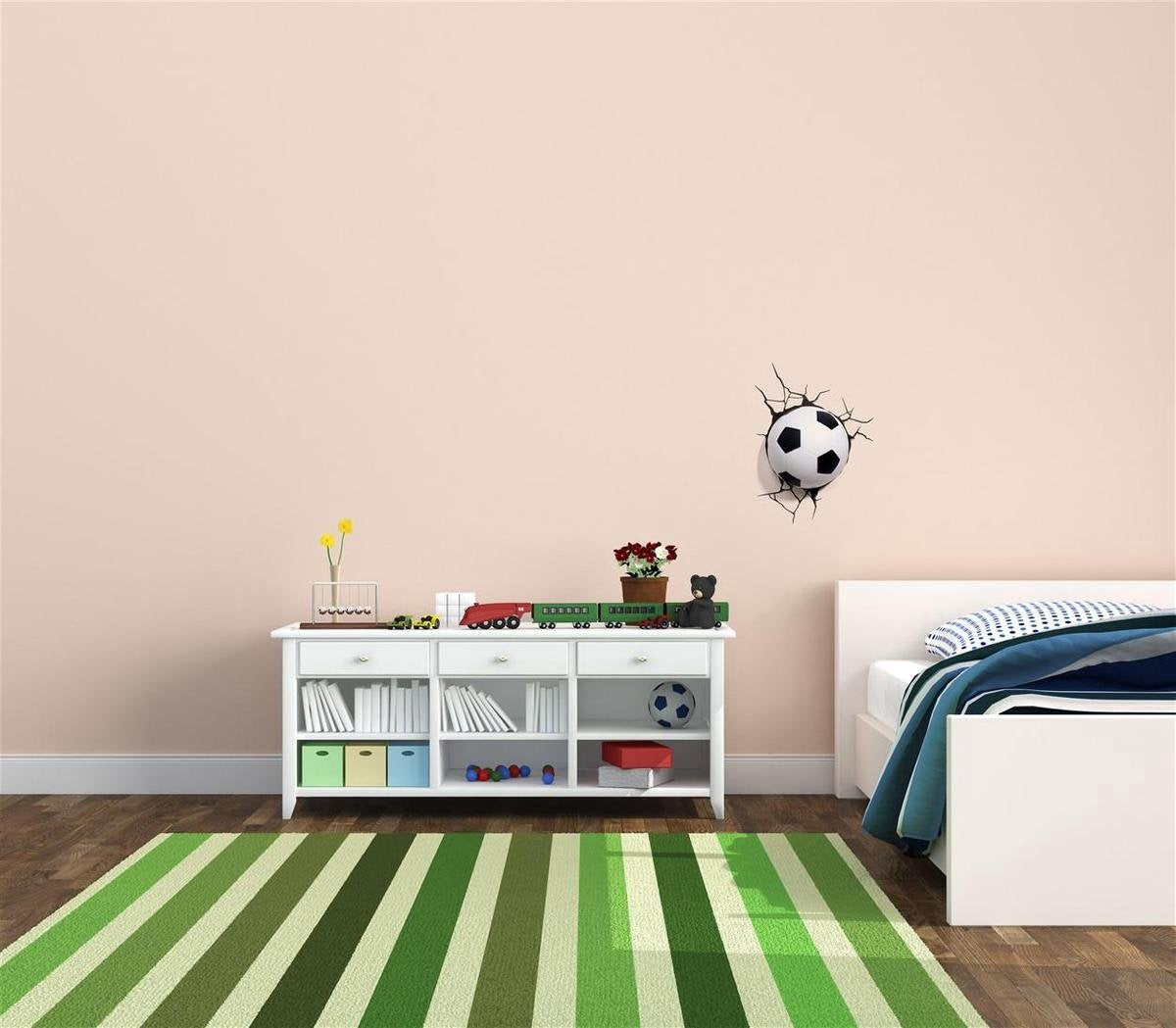 Gadgy Football Veilleuse Enfants - Veilleuse murale Chambre d'enfant avec autocollant mural - Fonction minuterie - Lampe murale LED alimentée par piles