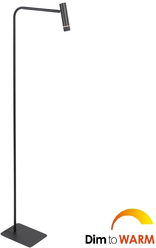 Lampadaire Steinhauer Volari 4710ZW en plastique noir et métal, hauteur 120 cm, ampoule LED « dim-to-warm » avec tête orientable et inclinable, pour usage intérieur