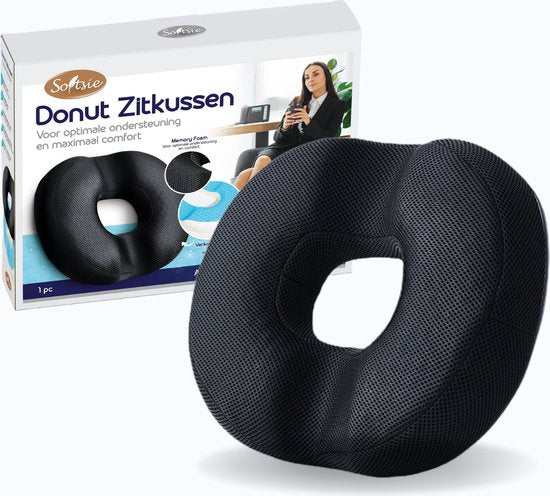 Coussin de siège - Softsie - Mousse à mémoire de forme - Forme beignet - Respirant et antidérapant - Housse lavable - Hypoallergénique