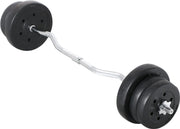 Yaheetech EZ-curl Dumbbell Set 25 kg - équipé d'une barre de curl chromée et de 6 disques de poids en béton et de verrous - pour la musculation et le développement musculaire - métal noir, plastique et béton - 120 x 26 x 26 cm