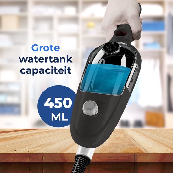 Nettoyeur vapeur 2 en 1 - Nettoyeur vapeur à main - Nettoyeur de taches - Avec 8 accessoires et 2 chiffons en microfibre - Nettoyage de canapés, sols, salles de bain et tapis - Noir