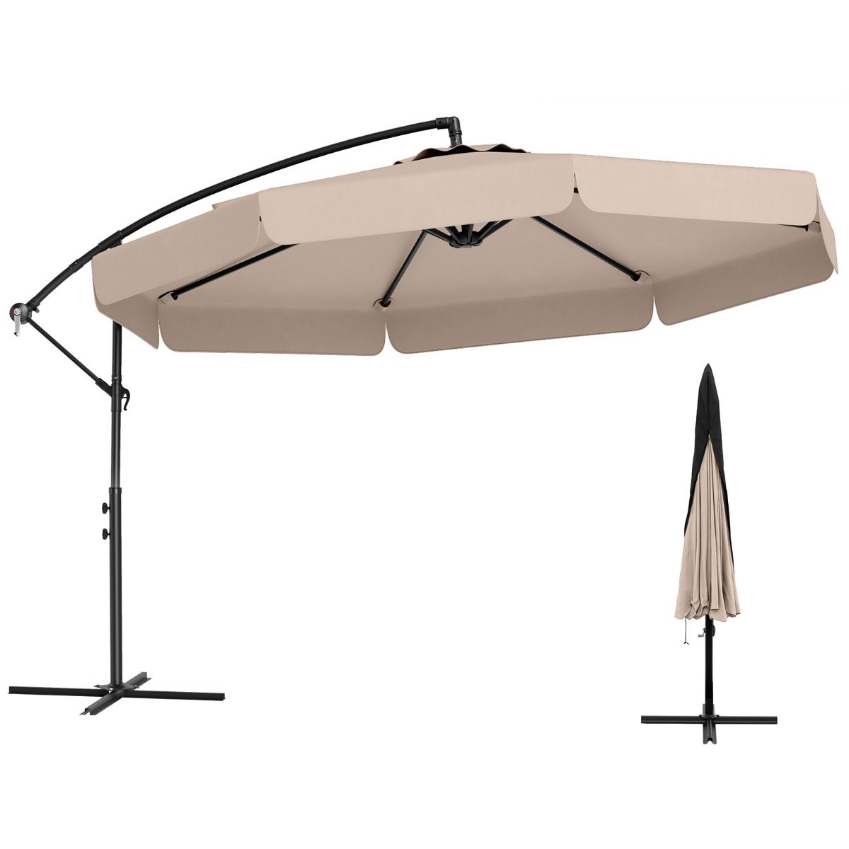 Parasol suspendu Coast - 305 cm de diamètre - Réglable en hauteur - Housse de protection incluse - Beige