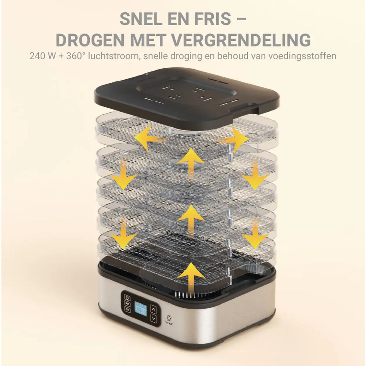 Déshydrateur alimentaire WOOX MX0195 - 5 tiroirs - minuterie et réglage de la température