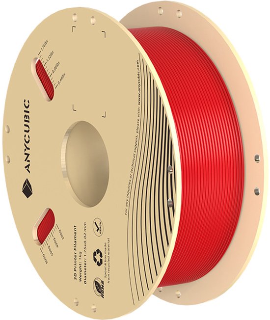 Filament Anycubic Pla 1 kg pour l'impression 3D, compatible avec les imprimantes FDM, couleur rouge.