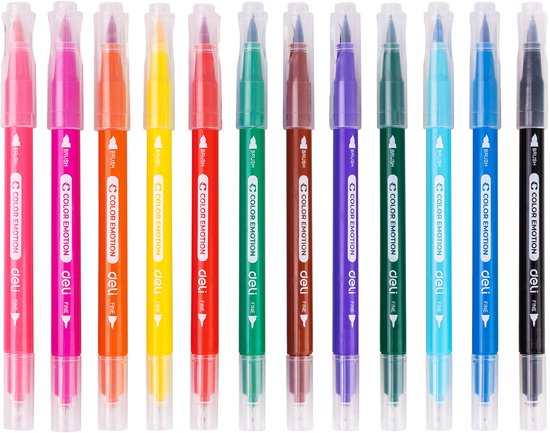 Feutres doubles Deli - 12 couleurs
