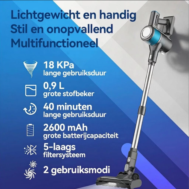 Aspirateur balai sans fil Ochama 4-en-1 - 18 kPa - 40 minutes d'autonomie - 2 600 mAh - Éclairage LED - Sans sac - Modèle XL-613M4