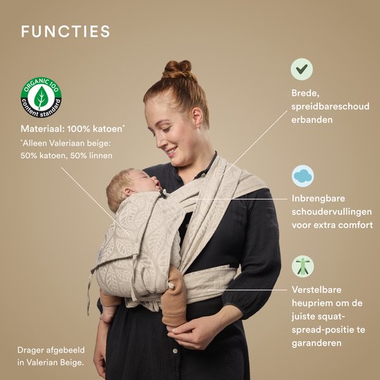 Porte-bébé Stokke Limas, Floral Beige - Version 2023 (OCS) - Porte-bébé pour nouveau-nés avec demi-boucle - Trois positions de portage - Sûr dès la naissance, jusqu'à 15 kg