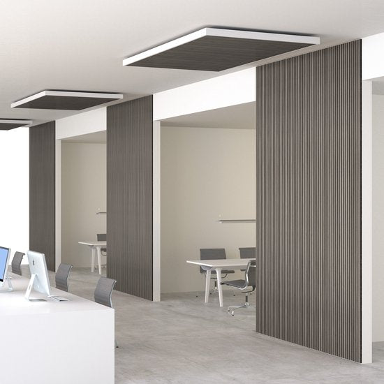 Panneau mural acoustique tectake®  - Lot de 2 - 60 x 120 cm - 1,44 m² - taille réglable - lattes en MDF et placage bois - Insonorisation - Décoration - Assemblage facile - Chêne gris clair