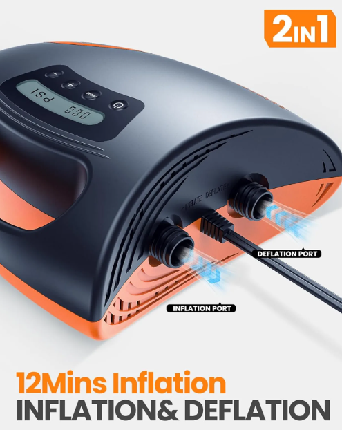Pompe à air OutdoorMaster Shark II pour SUP - Noire - 20 PSI, électrique, 12 V