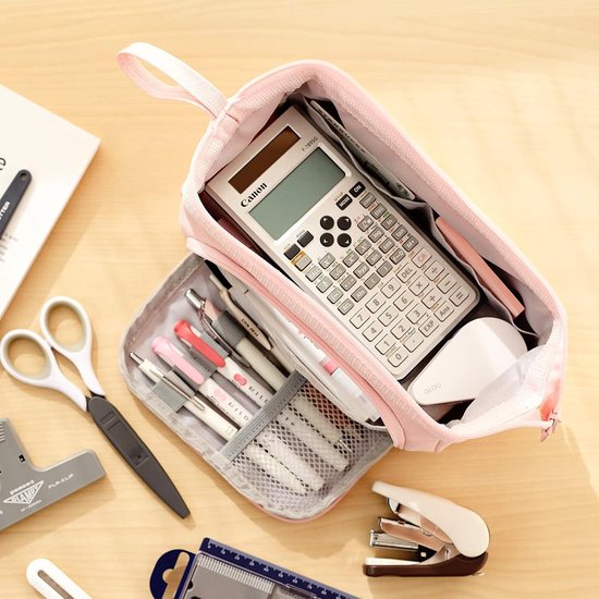 Diydash Trousse à crayons XL - Trousse à crayons - Trousse scolaire - Grande trousse - Fournitures scolaires - Trousse Scolaire - Pour filles, garçons et adultes - Rose