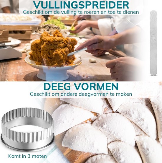 Qualisce Machine à raviolis - Machine à pâtes - Emporte-pièces - Coupe-raviolis - Rouleau à pâtisserie - Acier inoxydable