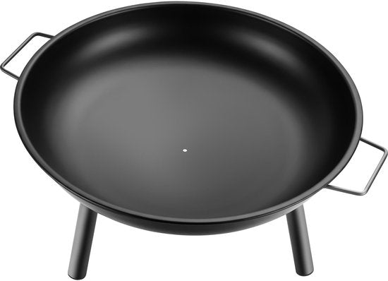 tectake® Brasero Diablo - Acier résistant à la chaleur - Brasero avec tisonnier - Ø 57,5 cm - Foyer de jardin - Foyer d'ambiance d'extérieur - Avec poignées et système d'évacuation de l'eau - Pour le bois de chauffage et le charbon de bois