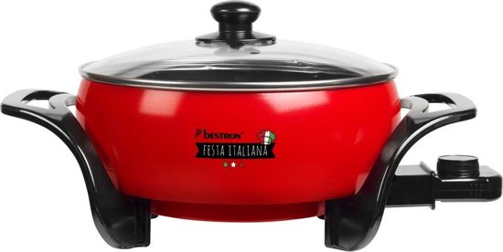 Poêle électrique Bestron - APP800 - Ø 26 cm - 1 500 W - Température maximale 230 °C - Rouge - Garantie 5 ans