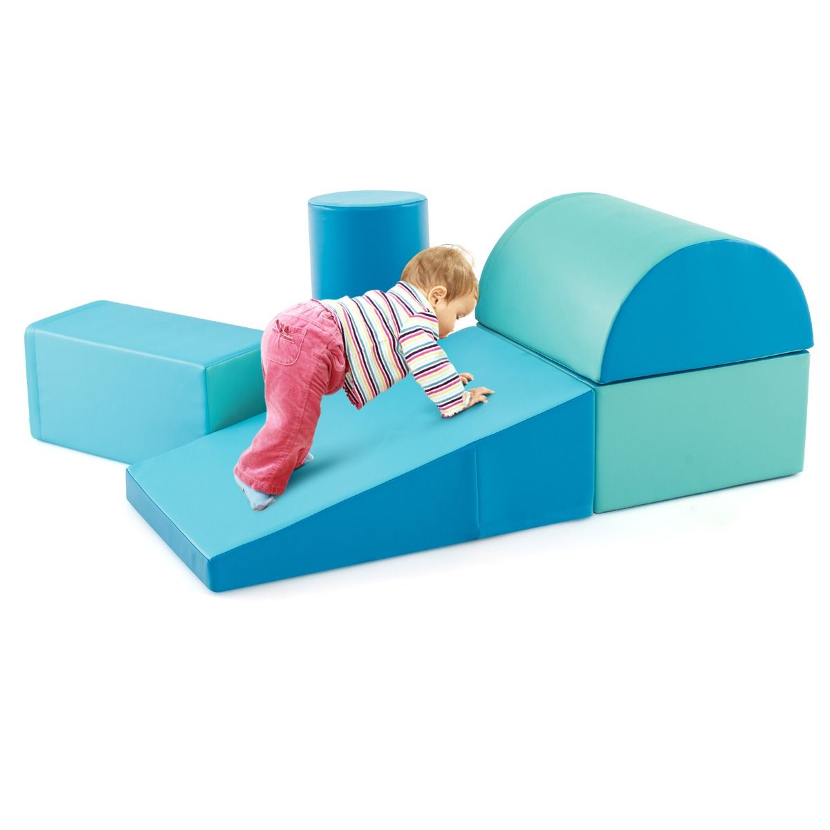 Coast Climbing Blocks Crawl Blocks - Set of 5, Water-resistant, Soft Foam - Various Sizes - PU/EPE Foam - Light Blue