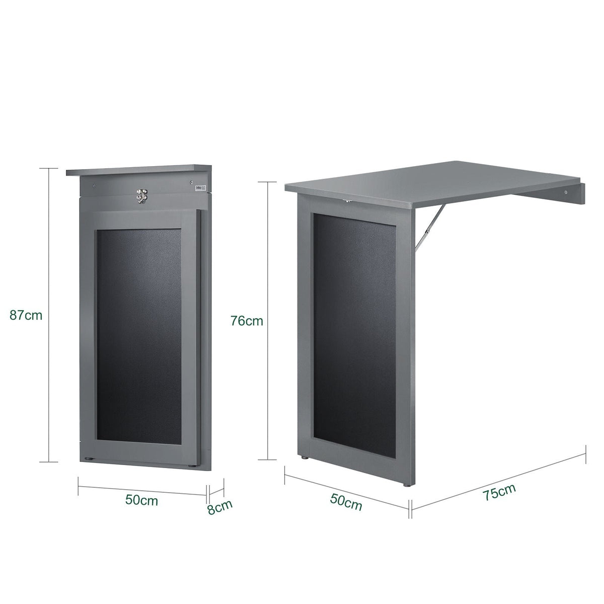 SoBuy FWT20-HG - Table murale pliante - avec tableau - 50 x 175 x 76 cm - Gris
