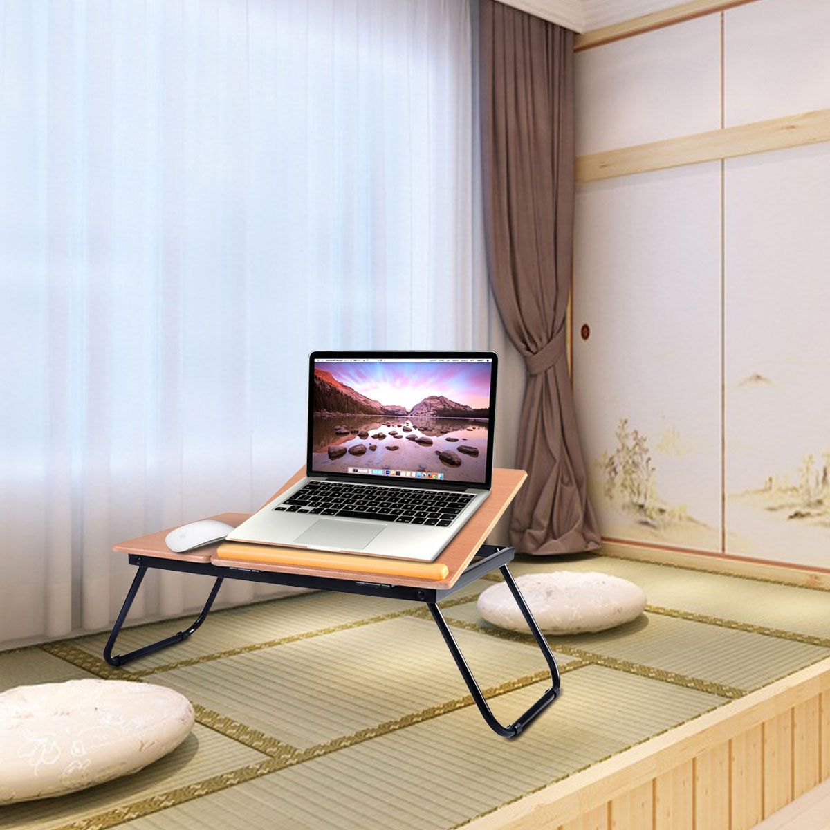 Coast Table pliante pour ordinateur portable - Table réglable pour ordinateur portable 55 x 32 x 23 cm - Plan de travail en MDF avec cadre en métal - Design compact et peu encombrant