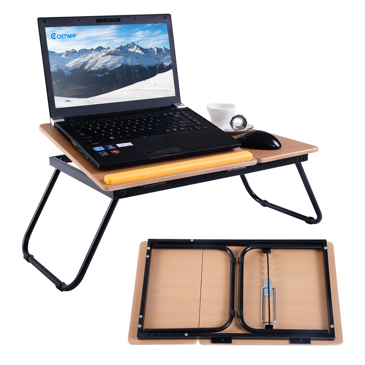 Coast Table pliante pour ordinateur portable - Table réglable pour ordinateur portable 55 x 32 x 23 cm - Plan de travail en MDF avec cadre en métal - Design compact et peu encombrant