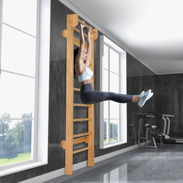Coast Climbing Wall Natural - Mur de gymnastique avec barre de traction - 81 x 14 x 195 cm - Capacité de charge de 150 kg