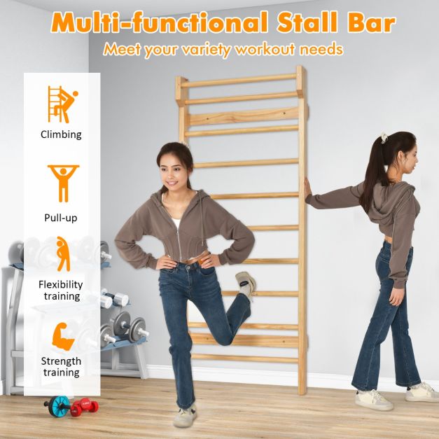 Coast Climbing Wall Natural - Mur de gymnastique avec barre de traction - 81 x 14 x 195 cm - Capacité de charge de 150 kg