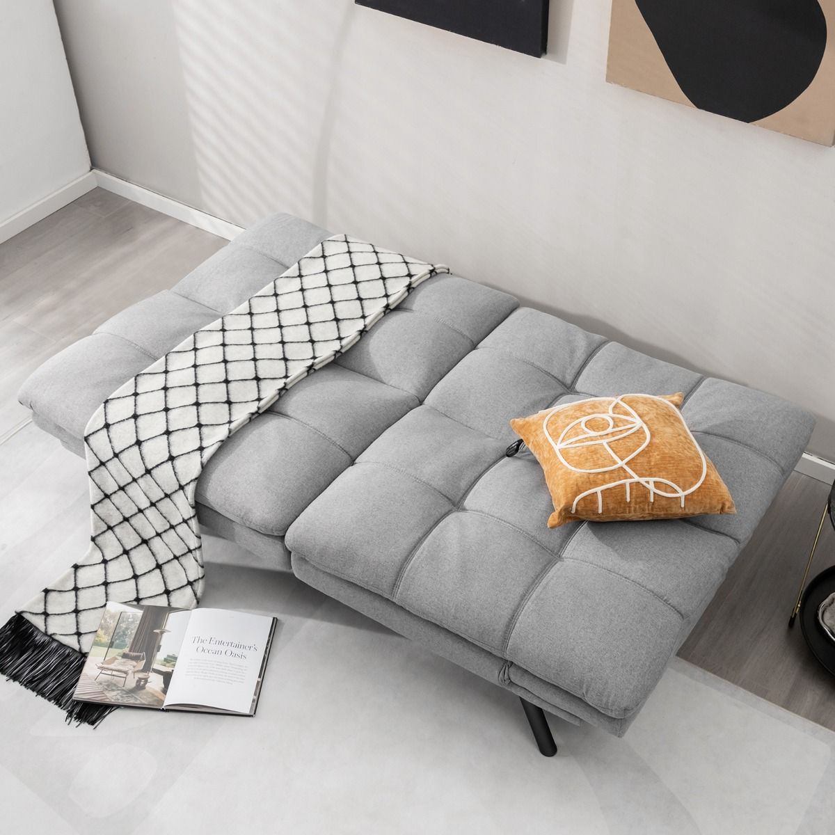 Canapé-lit transformable Coast - Gris - Lin - 87 x 178 x 82 cm - Capacité de charge de 273 kg