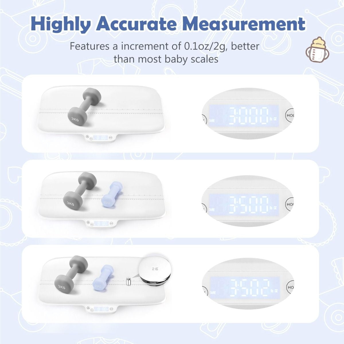 Pèse-bébé numérique Coast - précision 2g - 60 x 30 x 5 cm - blanc - capacité de charge 30 kg