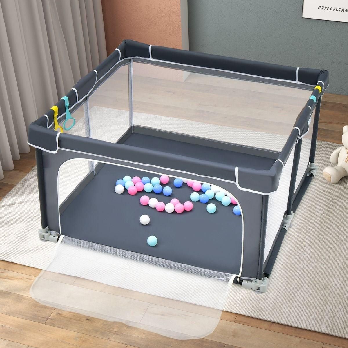 Coast Baby box avec balles de jeu - 10 - 72 mois - 124 x 124 x 70 cm - Noir