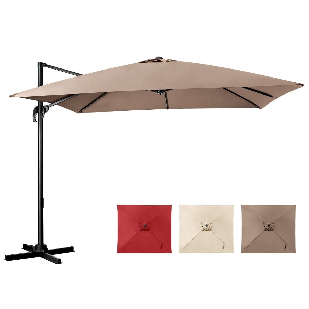 Parasol flottant Coast - inclinable - 300 x 300 x 273 cm - marron café