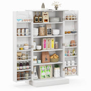 Coast Armoire de cuisine - 60 x 40 x 120.5 cm & 17 étagères de rangement - Equipée d'étagères réglables et d'une protection contre l'inclinaison - Pour la cuisine, la salle à manger et le salon - Mdf blanc et métal