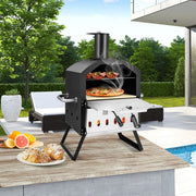 Four à pizza d'extérieur Coast à deux étages - avec pelle à pizza - plateau central amovible - portable - 54 x 31 x 72 cm - noir