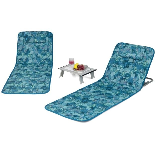 Tapis de plage et table d'appoint Coast - Lot de 3 - Bleu turquoise - Pliable