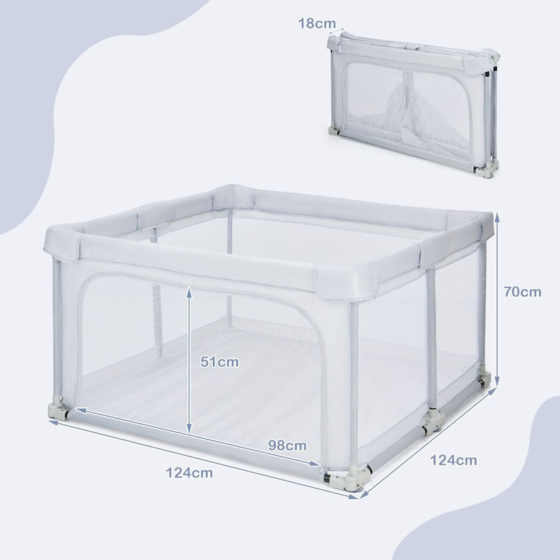 Coast Baby Box - pliable - avec 50 balles - 124 x 124 x 70 cm - gris