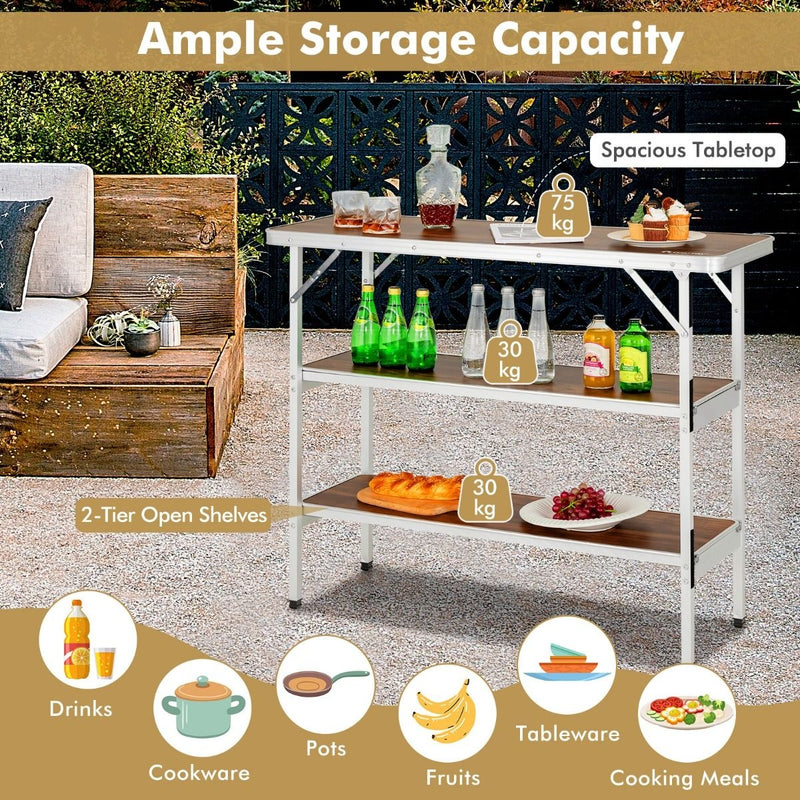 Table de camping pliable Coat - avec sac de transport - légère - 110 x 38 x 88 cm - marron/noir