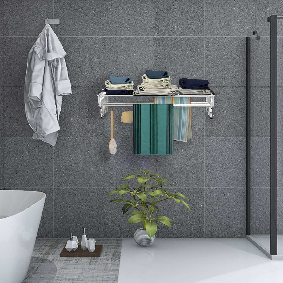 Coast Wall drying rack 8 Tiges de séchage - Pliable - acier inoxydable - 86 x 64 x 22 cm