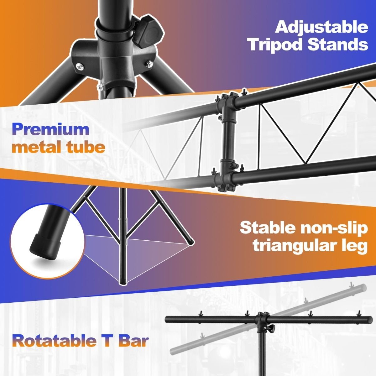 Support d'éclairage réglable Coast - 180 à 350cm - Métal - Noir