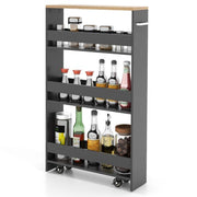 Niche Cart on Wheels Kitchen Cart Narrow Bathroom Rack with Handle Serving Cart 47.5 x 13 x 80.5 cm Grey + Nature