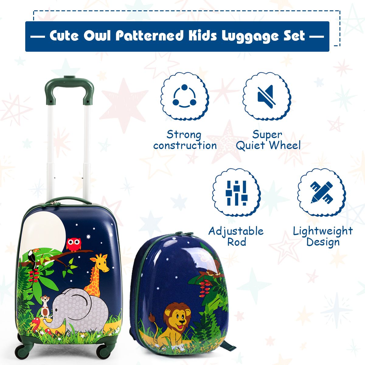 Coast 2-Piece Travel Set for Kids - Rolling Case and Backpack - Blue