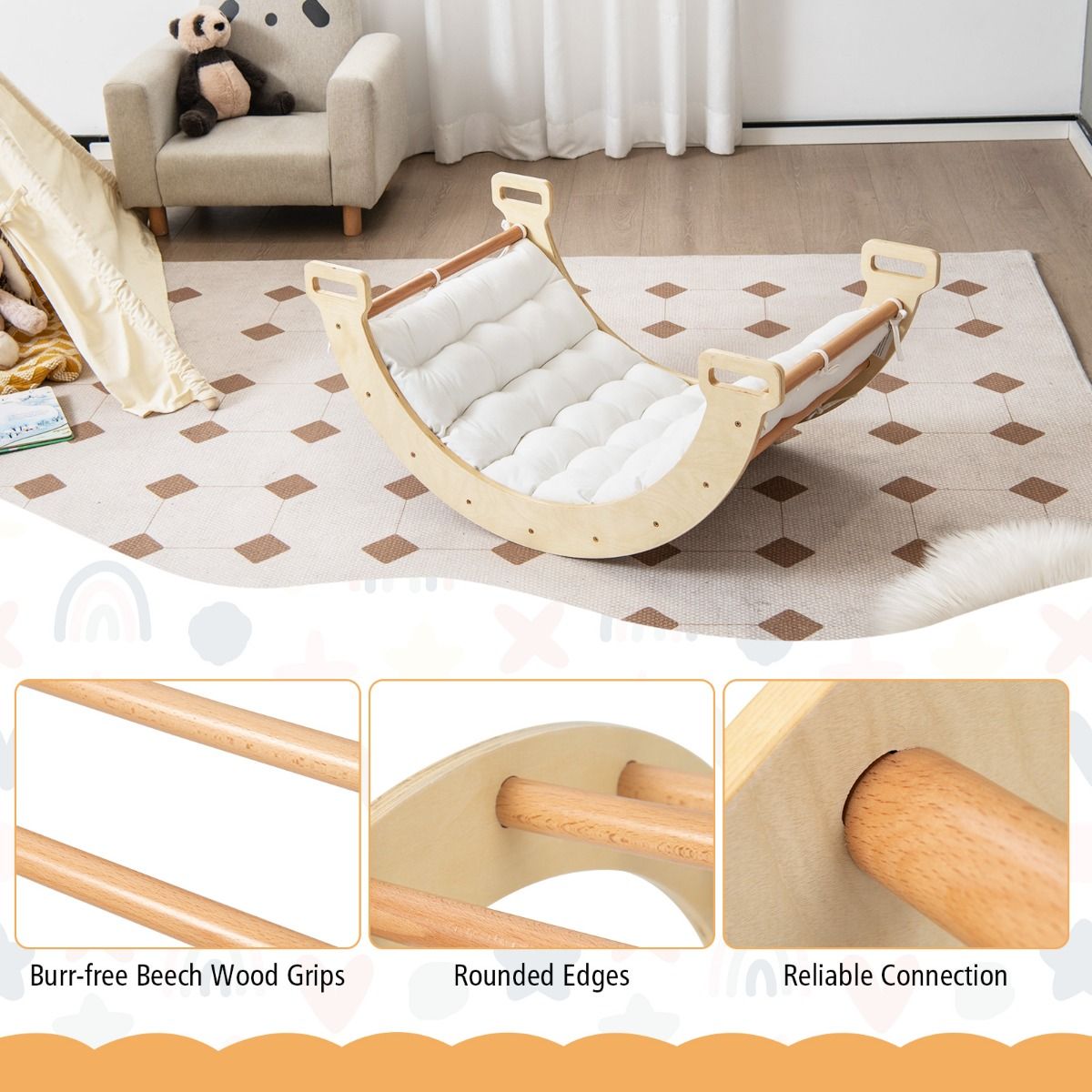 Arc d'escalade Coast avec coussin souple - Bois - 81 x 50 x 38,5 cm - Couleur naturelle