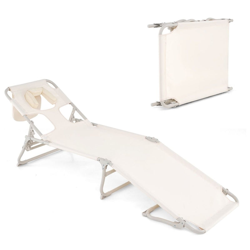 Bain de soleil Coast Beige - Bain de soleil pliable pour la plage et la terrasse avec ouvertures pour le visage et les bras, dossier et repose-pieds réglables - 190 x 56 x 62 cm