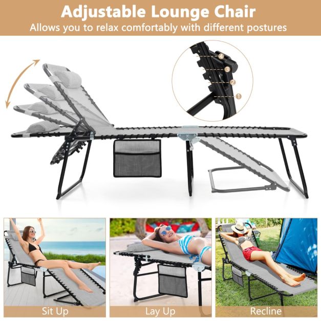 Bain de soleil côtier - pliable et réglable - imperméable - 168-188 x 59 x 41-86 cm