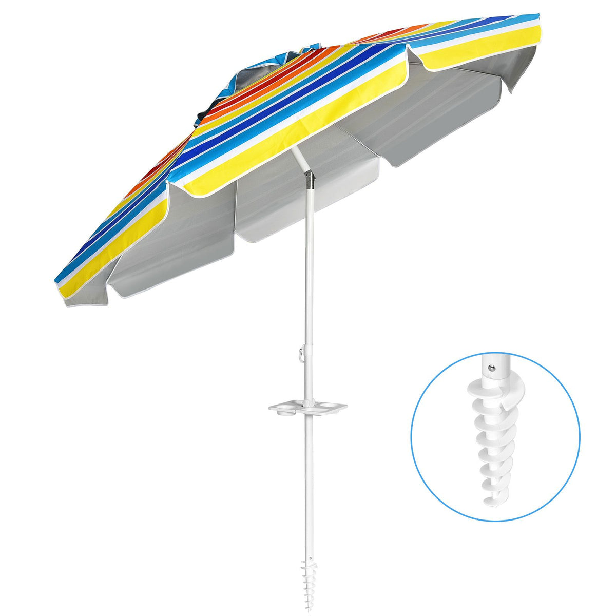 Coast 220 cm Beach Umbrella UPF50 - Parasol portable multicolore avec parasol inclinable