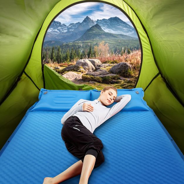 Matelas de camping Coast - autogonflant - 2 personnes - 186 x 130 x 4cm - bleu