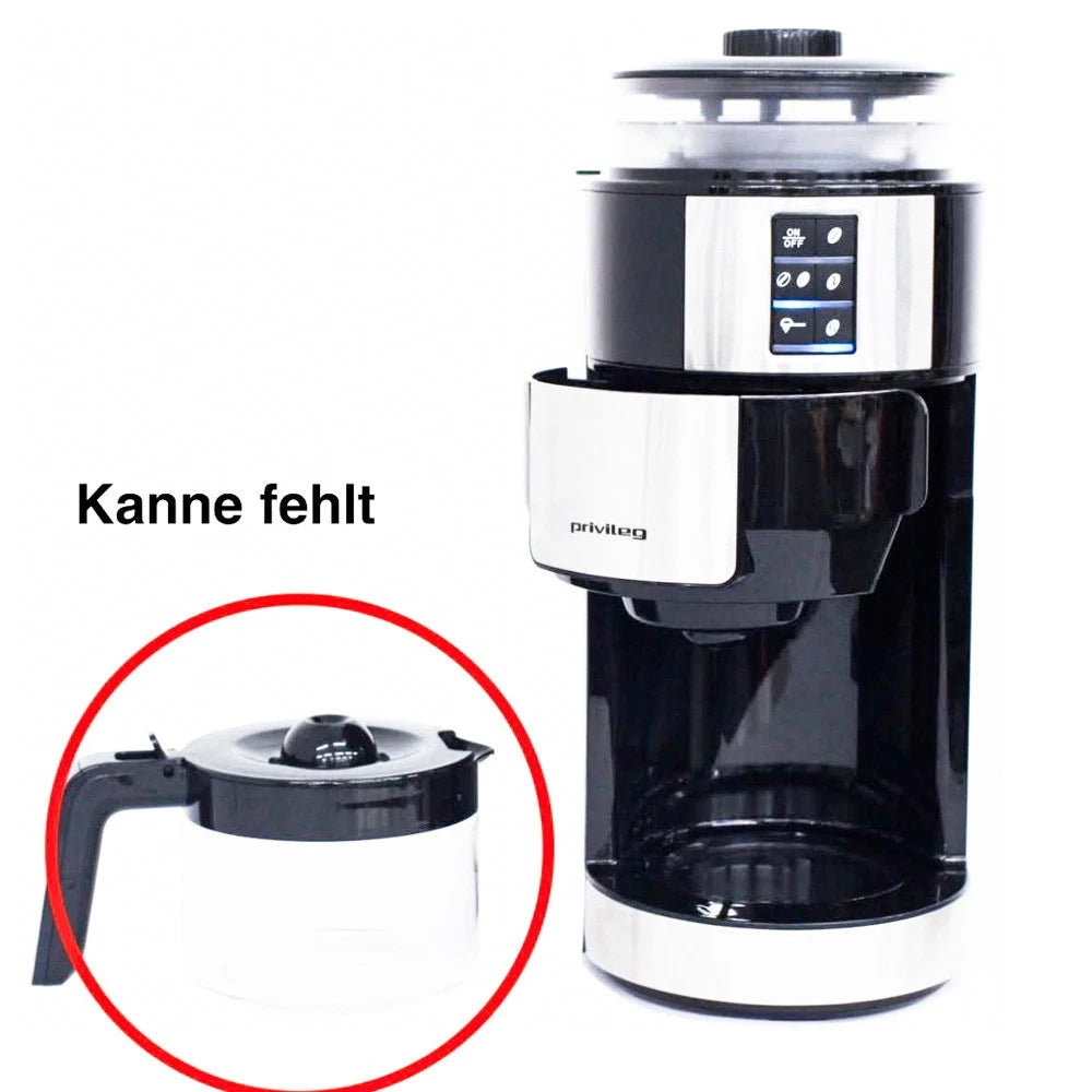 Privileg - Cafetière avec moulin à café intégré - pour café en grains et café moulu - avec affichage numérique et minuterie - sans pichet - plastique noir et argenté