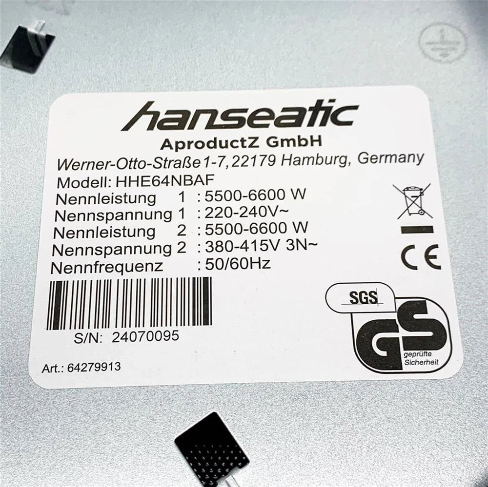 Hanseatic - Table de cuisson électrique avec commande tactile - 60 cm & 6600 watts - Avec minuterie et sécurité enfant - Pour verre encastré & SCOTT - Céramique noire
