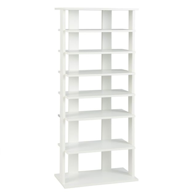 Porte-chaussures élégant à 7 niveaux - double rangée - compact et peu encombrant - 47 x 25,5 x 110 cm - blanc