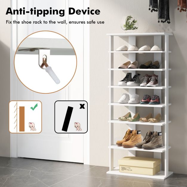 Porte-chaussures élégant à 7 niveaux - double rangée - compact et peu encombrant - 47 x 25,5 x 110 cm - blanc