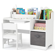Coast Bureau pour enfants avec chaise et compartiments de rangement - Blanc - 94 x 40 x 76,5 cm