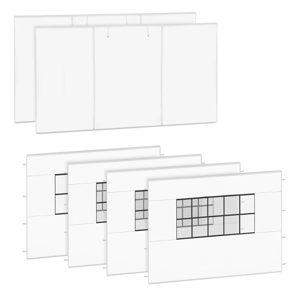 VONROC Sidewalls Set - 6x4.5 m - 6 pièces - Pour 2 x Premium Party Tent PT502XX - Blanc
