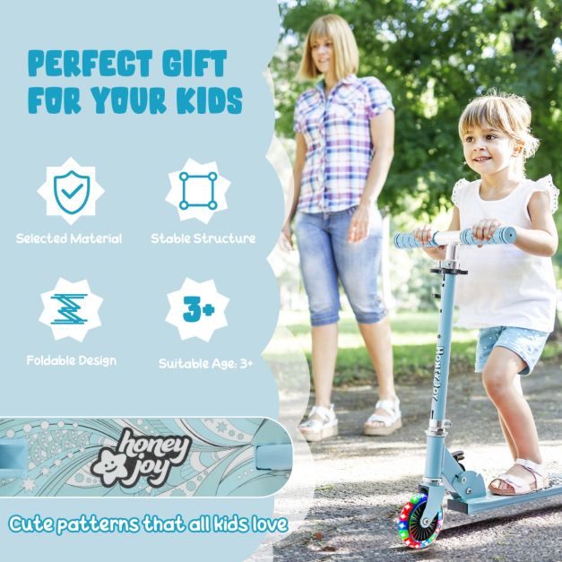 Coast Kids scooter - Système de freinage arrière - Pliable et ajustable - 66 x 33 x 80 cm - Bleu