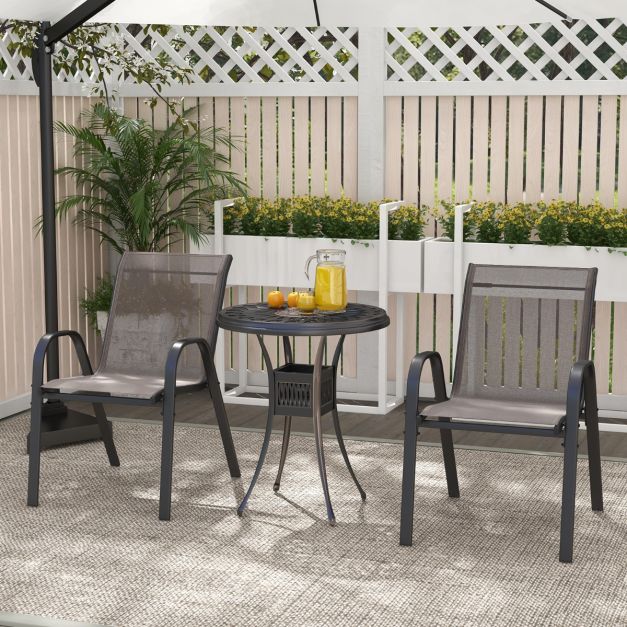 Chaises de terrasse en tissu respirant COAST - Lot de 2 - 56 x 70 x 84 cm - Gris