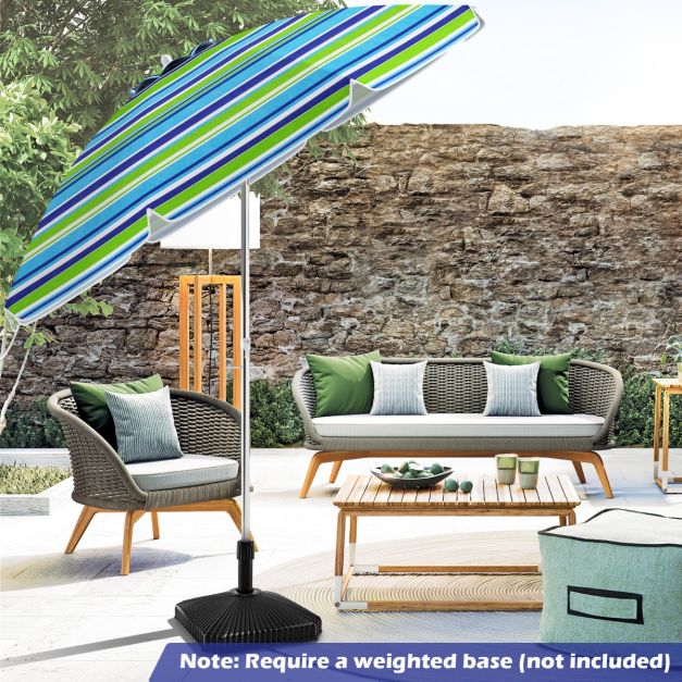 Costway Parasol de plage - inclinable et sac de transport inclus - 178 x 178 x 206 cm - bleu/vert